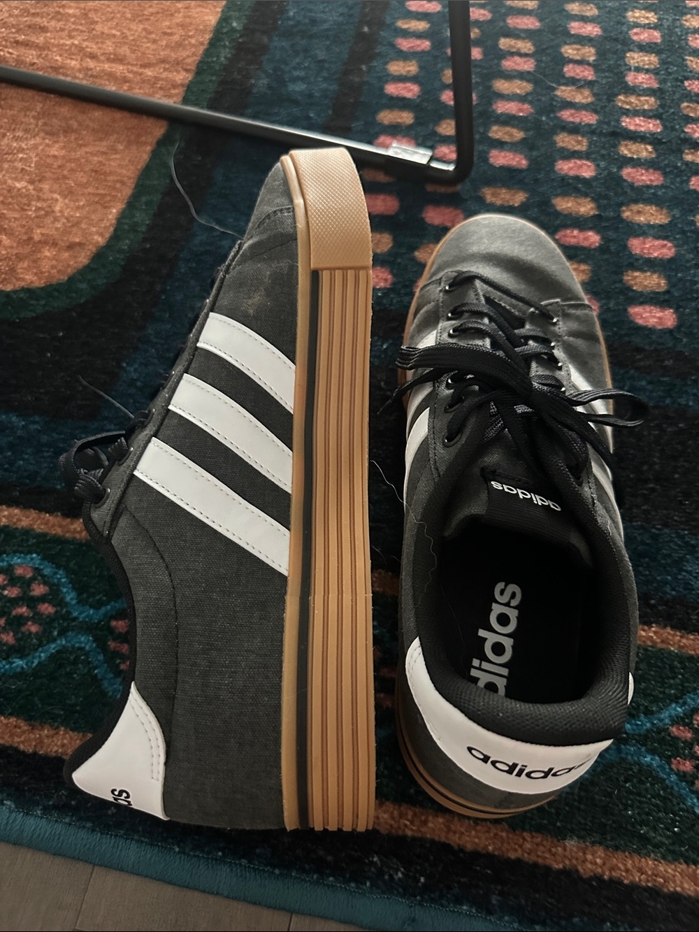 adidas Black & White Low-Top Sneakers with Gum Sole - Picture 3 of 5